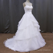New Sweetheart Chapel Train Ruffles Lace Wedding Dress Long Bridal Gown